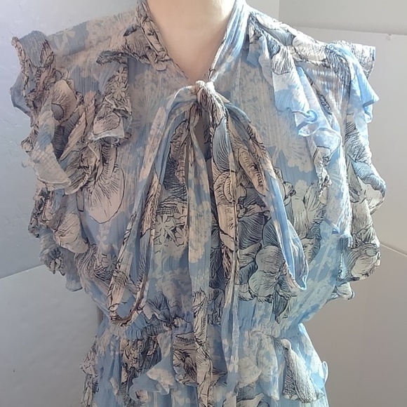 Robert Rodriguez Women's Clara Ruffled Cotton A-Line Midi Dress Size M - Picture 9 of 14